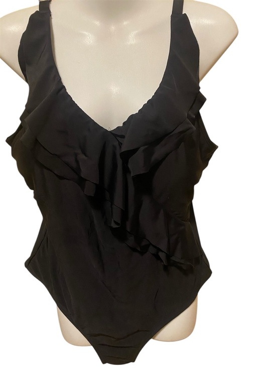 Other - Ruffle-Front Black One-Piece Swimsuit